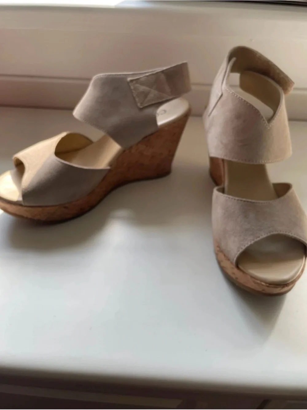 Cordani Suede Wedge Sandals in Taupe